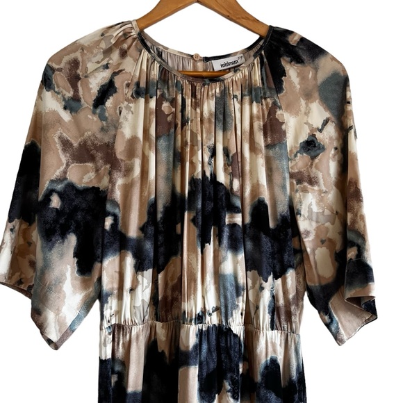 NWT Minimum Yolas midi dress, short sleeves a-line skirt & elastic waist size XL - Picture 7 of 16